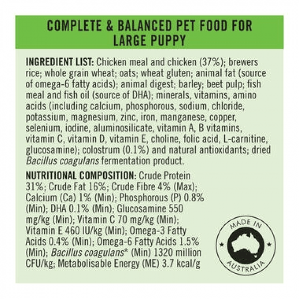 Purina Pro Plan Dog Dry Food Chicken Puppy Large Breed 15kg