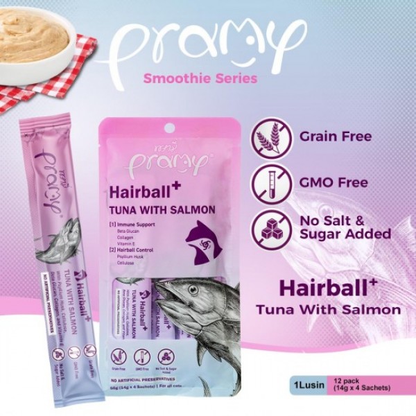 Pramy Cat Smoothie Hairball Tuna w/Salmon (14g x4)