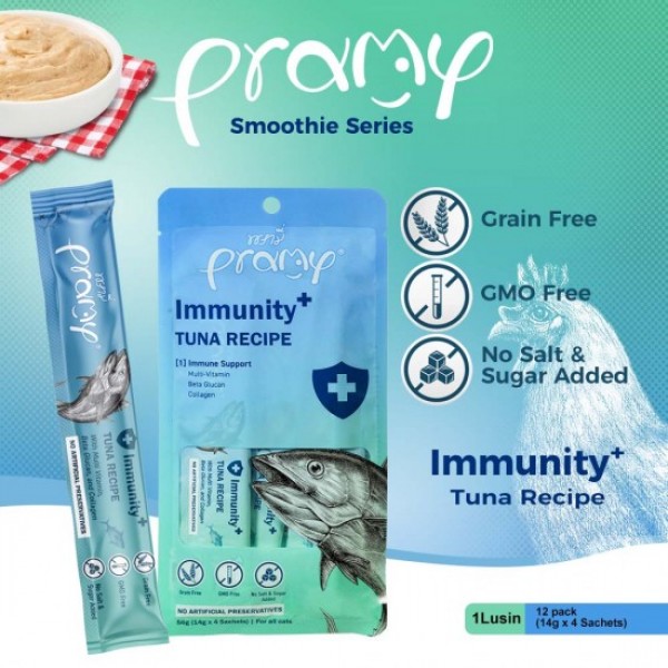 Pramy Cat Smoothie Immunity Tuna Recipe (14gx4) x3