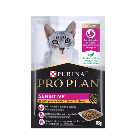 ProPlan Cat Pouch Sensitive Skin Chicken in Gravy 85g