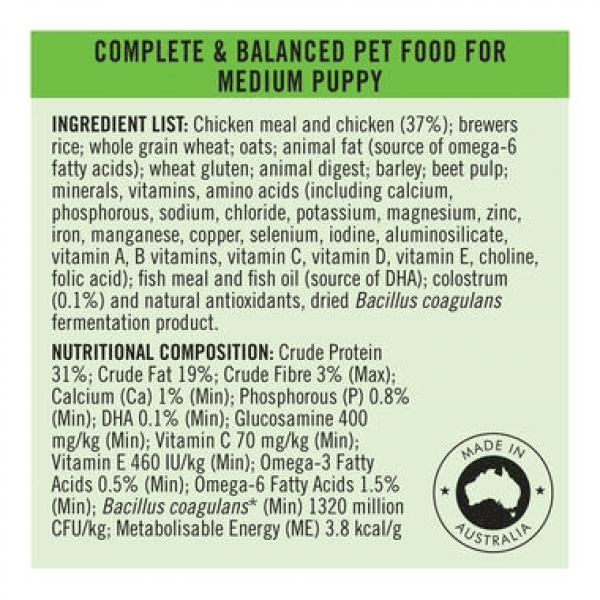 Purina Pro Plan Dog Dry Food Chicken Puppy Medium Breed 15kg