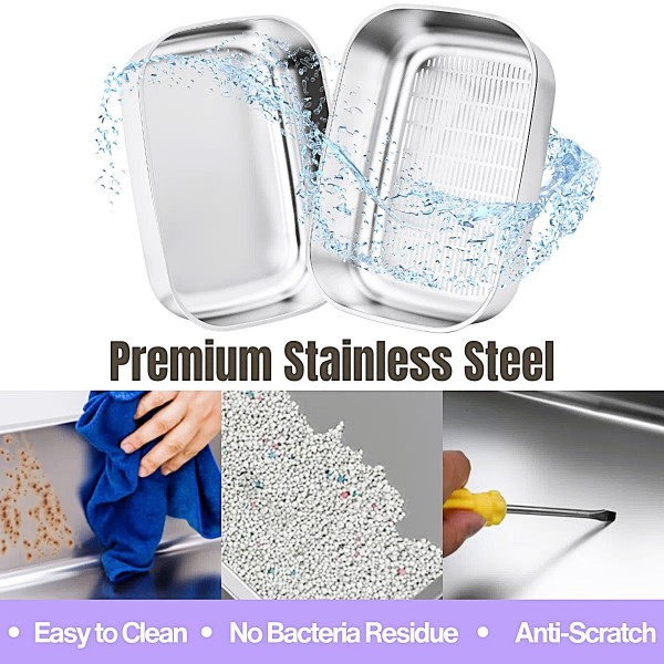 Rubeku Litter Box w/Sift Stainless Steel Round