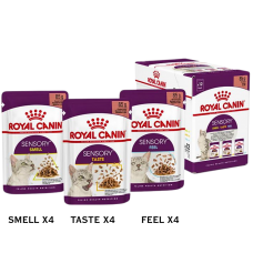 Royal Canin Cat Pouch Sensory Gravy Carton (4 Feel/4 Smell/ 4 Taste) 85gx12