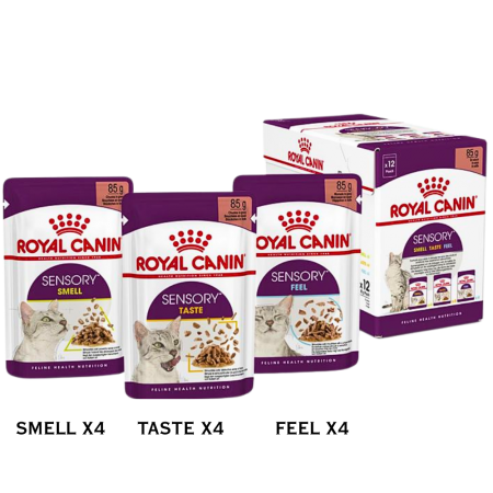 Royal Canin Cat Pouch Sensory Gravy Carton (4 Feel/4 Smell/ 4 Taste) 85gx12