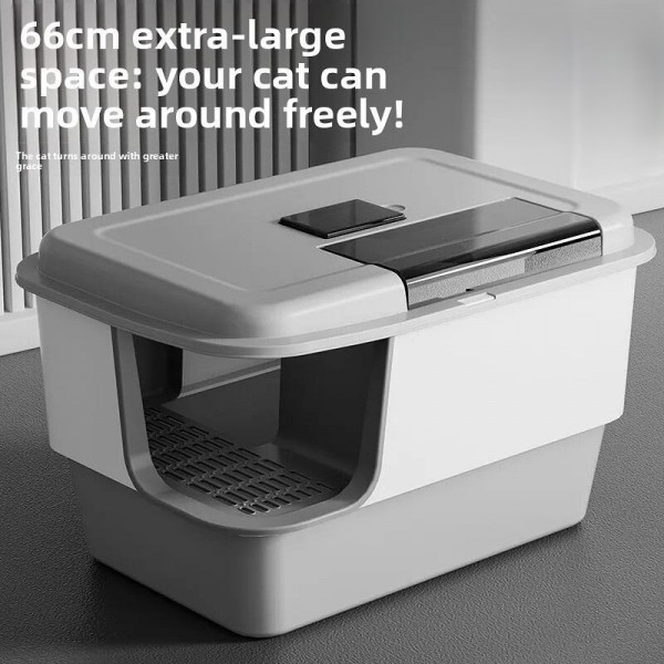 Rubeku Cat Litter Pan Easy-Clean Stainless Steel Box Black