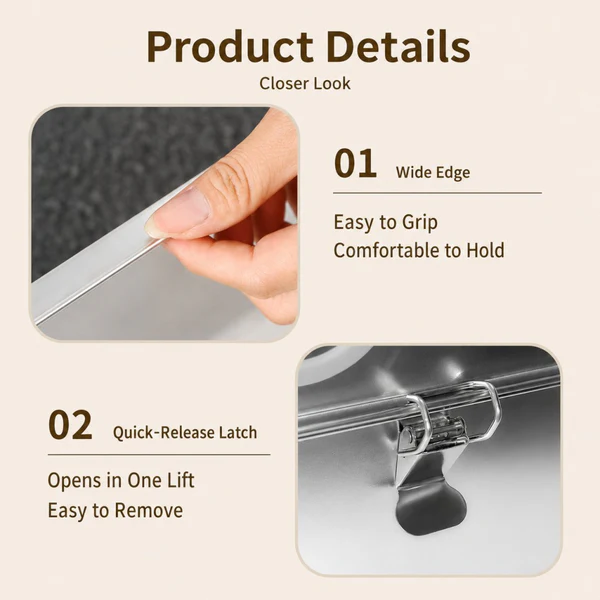 Rubeku Cat Litter Box Stainless Steel Hooded