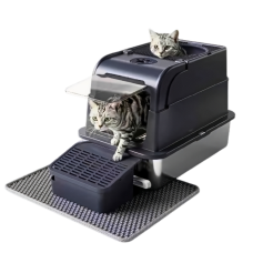 Rubeku Litter Box Hooded Stainless Steel Black