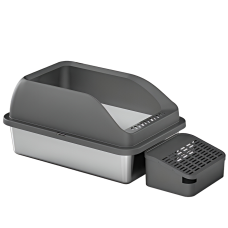 Rubeku Cat Litter Box Stainless Steel Grey