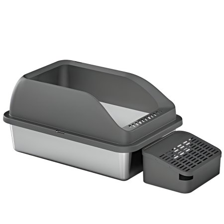 Rubeku Cat Litter Box Stainless Steel Grey