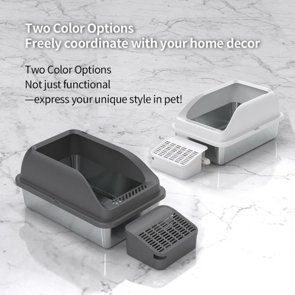 Rubeku Litter Box Stainless Steel White