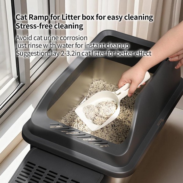 Rubeku Litter Box Stainless Steel White