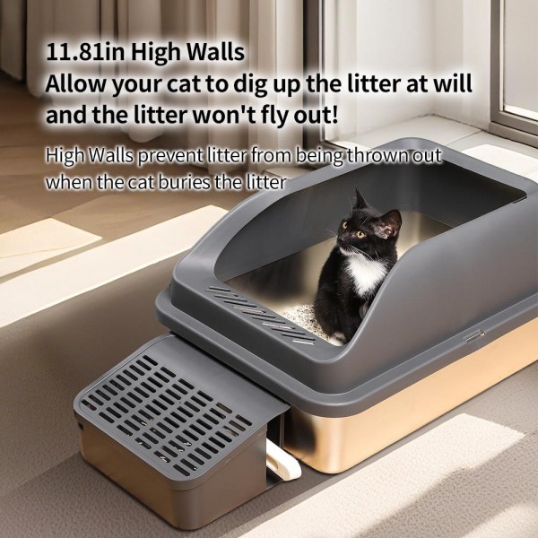 Rubeku Litter Box Stainless Steel White