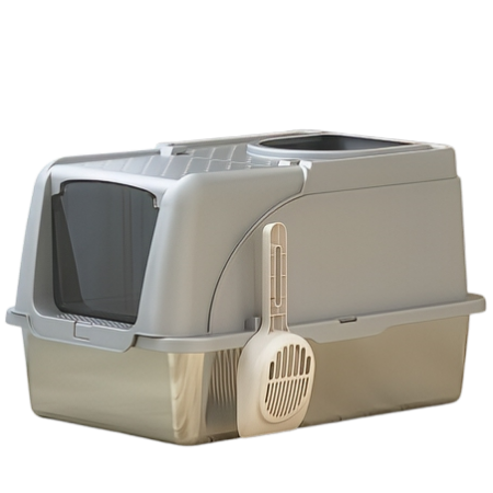 Rubeku Cat Litter Box Hooded Stainless Steel Grey