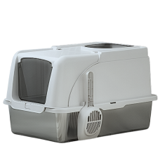 Rubeku Cat Litter Box Hooded Stainless Steel White