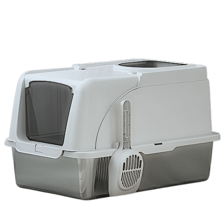 Rubeku Cat Litter Box Hooded Stainless Steel White
