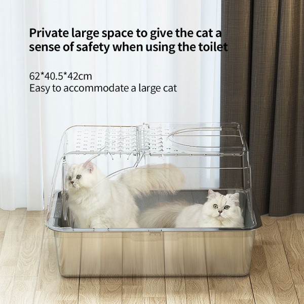 Rubeku Cat Litter Box Hooded Stainless Steel Grey