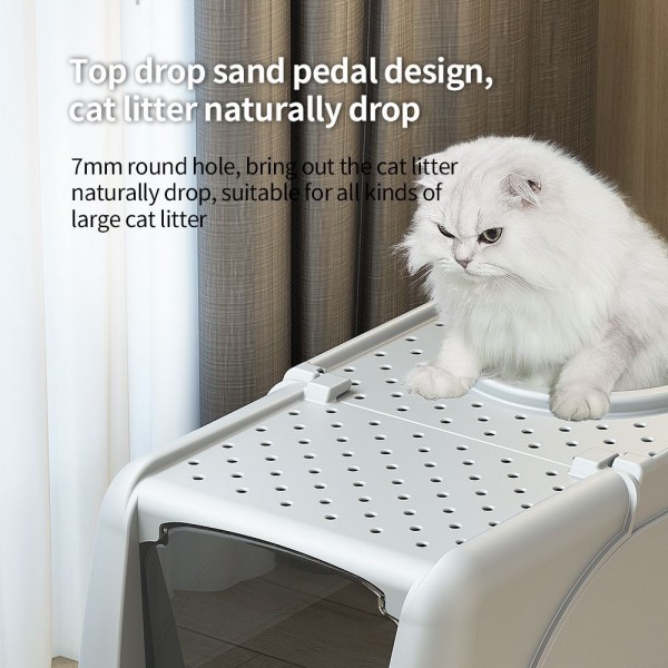 Rubeku Cat Litter Box Hooded Stainless Steel Grey