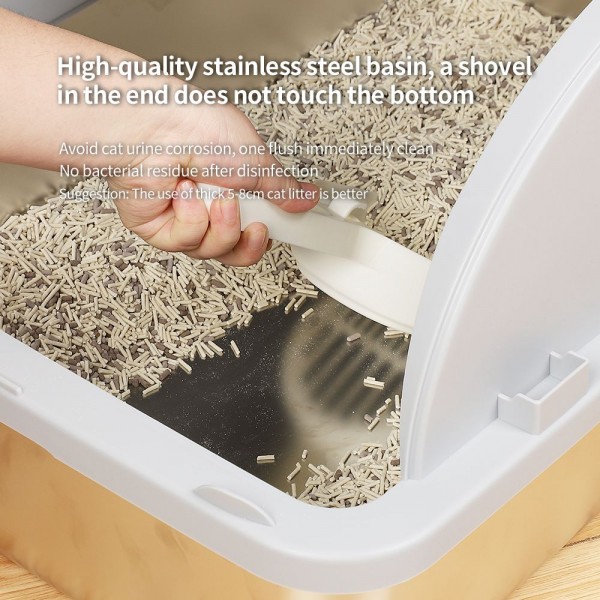 Rubeku Cat Litter Box Hooded Stainless Steel Grey