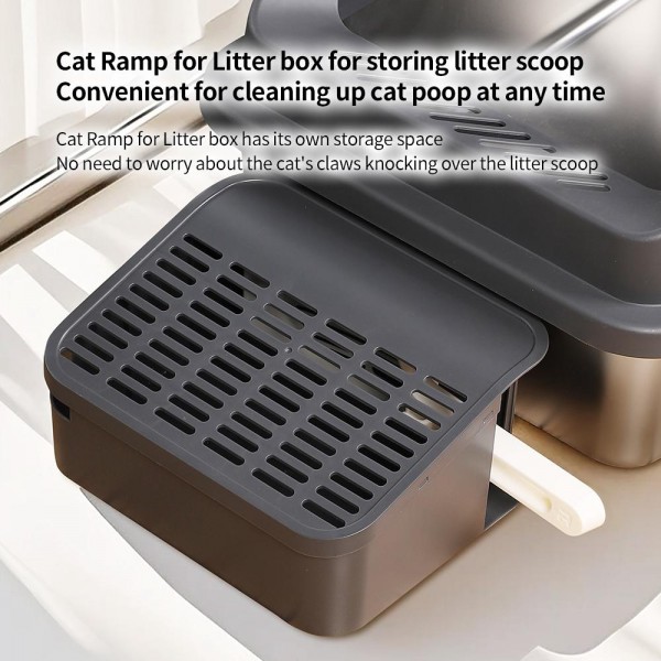 Rubeku Cat Litter Box Hooded Stainless Steel Grey