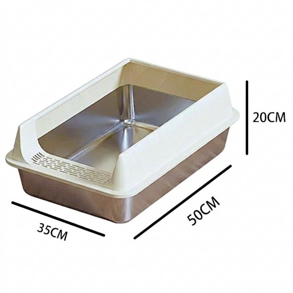 Rubeku Cat Litter Box Stainless Steel Beige