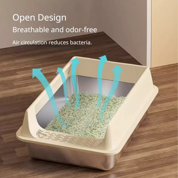 Rubeku Cat Litter Box Stainless Steel Beige