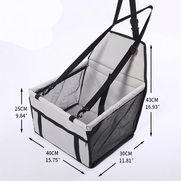 Rubeku Dog Carrier & Seat Breathable Car Safety Travel Kit Grey