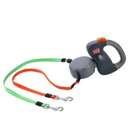 Rubeku Dog Leash 360° Dual Auto-Retractable Grey