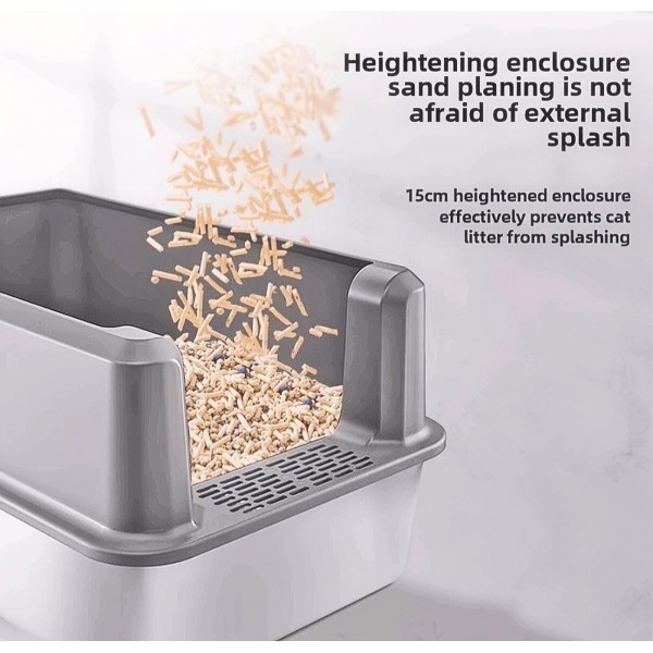 Rubeku Cat Litter Box Heightening Fence Grey