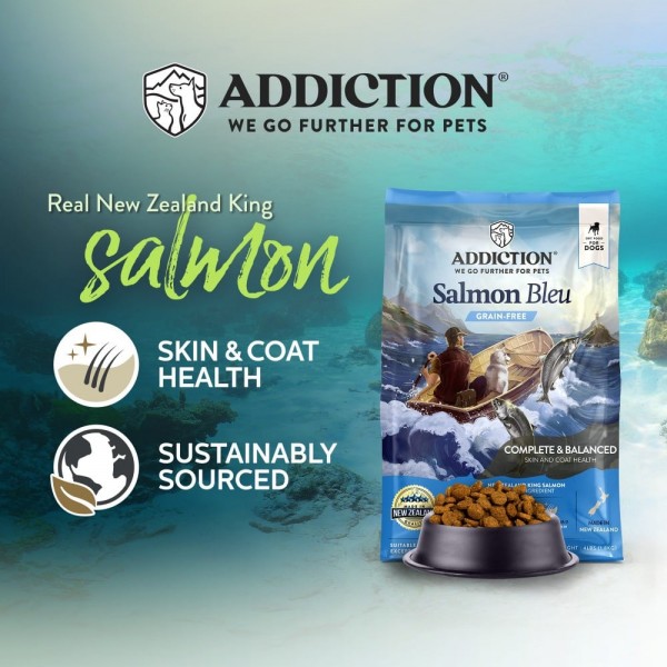 Addiction Dog Food Grain Free Salmon Bleu for Skin & Coat 4lbs