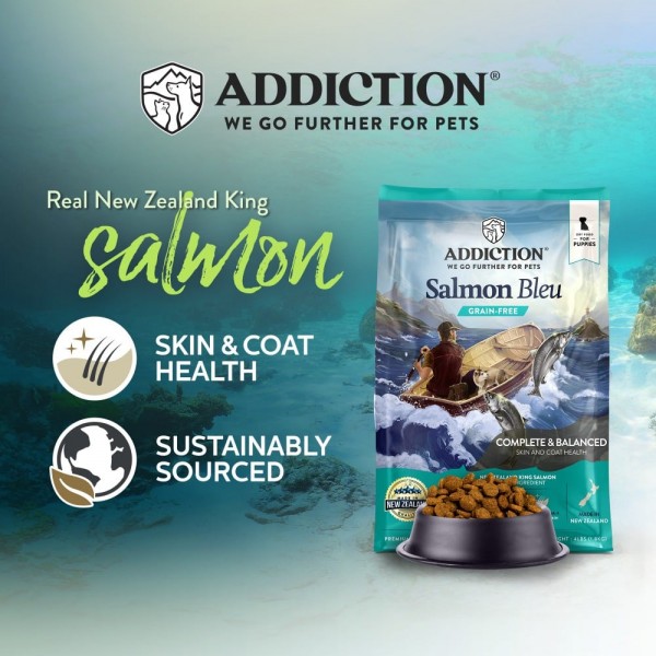 Addiction Dog Food Grain Free Salmon Bleu Puppy for Skin & Coat 20lbs