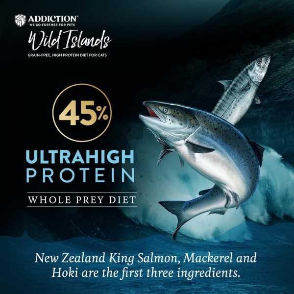 Addiction Cat Food Wild Islands Pacific Catch Salmon, Mackerel & Hoki High Protein Recipe 4lbs