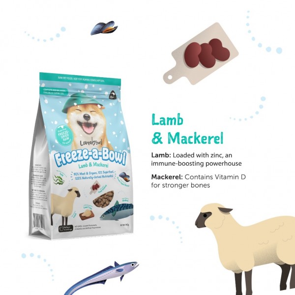 Loveabowl Dog Food Freeze-A-Bowl Lamb & Mackerel 425g