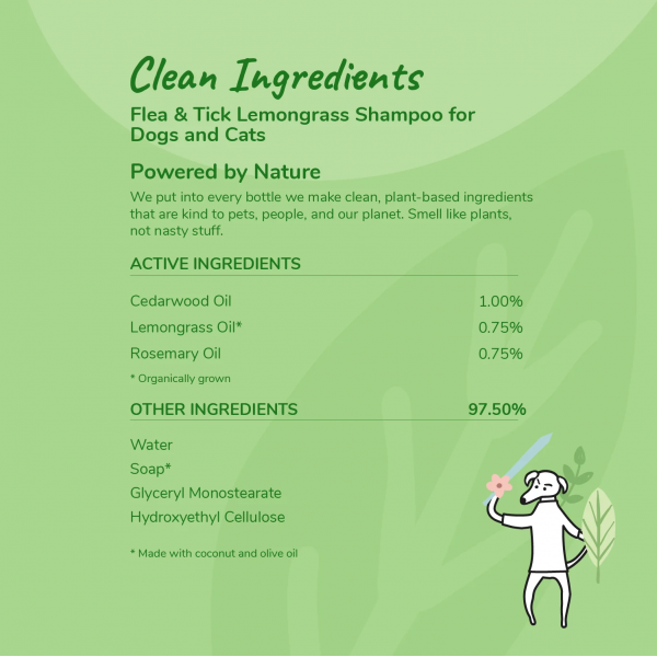 Kin & Kind Pet Shampoo Flea+Tick Lemongrass 354ml