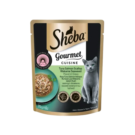 Sheba Gourmet Pouch Tuna Salmon Scallop Seaweed 70g
