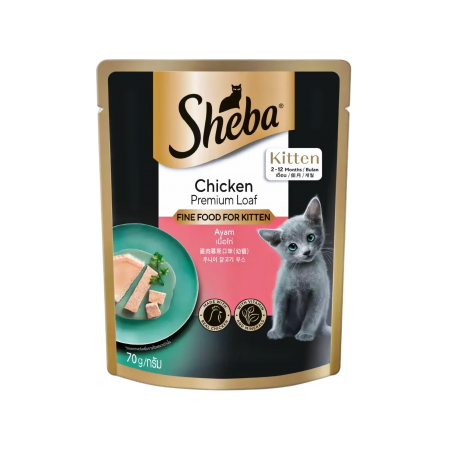 Sheba Pouch for Kitten Chicken Premium Loaf 70g (24 packs)