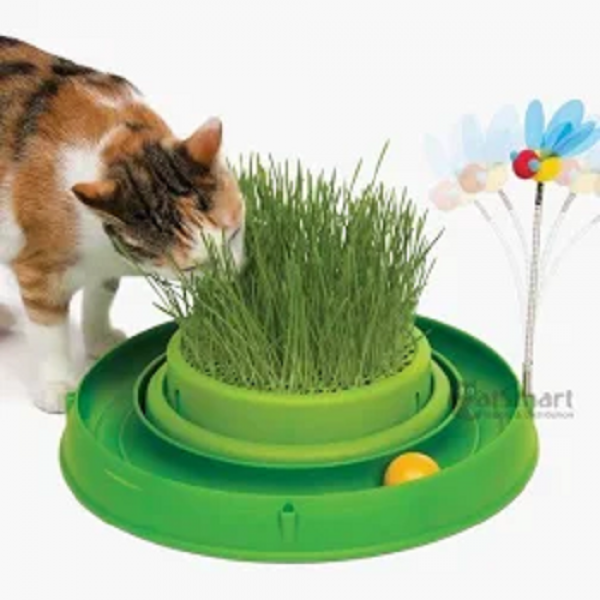 Catit Cat Toy Play Circuit 3-In-1 Ball With Grass