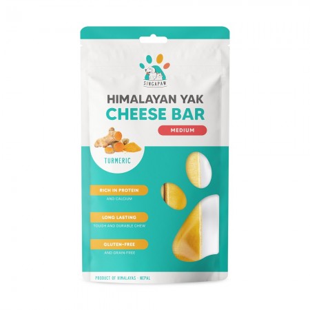 Singapaw Dog Treats Himalayan Yak Cheese Bar Chew (Turmeric) Medium 130g (2 packs)