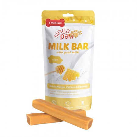 Singapaw Dog Treats Milk Bar Chew w/Goat Milk (Honey) Medium 140g (2 packs)