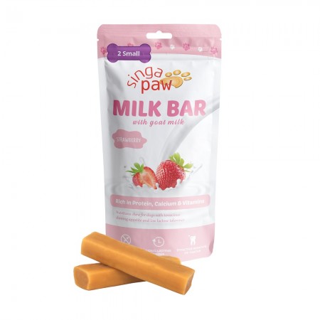 Singapaw Dog Treats Milk Bar Chew w/Goat Milk (Strawberry) Small 60g (2 packs)