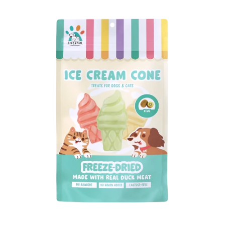 Singapaw Pet Treat Freeze Dried Ice Cream Cone Kiwi 48g (2 packs)