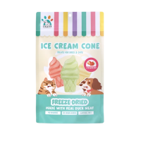 Singapaw Pet Treat Freeze Dried Ice Cream Cone Strawberry 48g (2 packs)