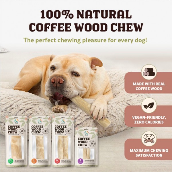 2PCS Natural Coffee Wood Dog Chew Toy - Long-Lasting Chewable Stick For