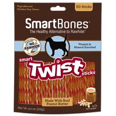 SmartBones Peanut Butter Smart Twist Sticks Dog Chews 275g (50 sticks)