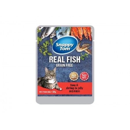 Snappy Tom Wet Pouch Tuna & Shrimp In Jelly 85gx12