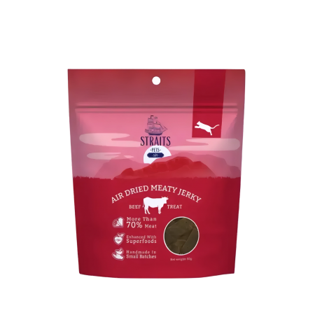 Straits Pets Cats Air Dried Meaty Jerky Beef 50g