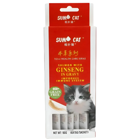 Sumo Cat Treat Salmon w/Ginseng in Gravy 90g