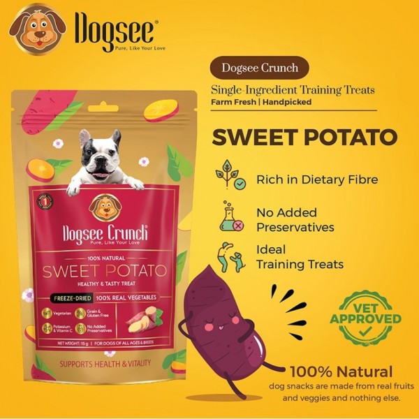 Dogsee Dog Treat Crunch Sweet Potato 150g (4 Packs)