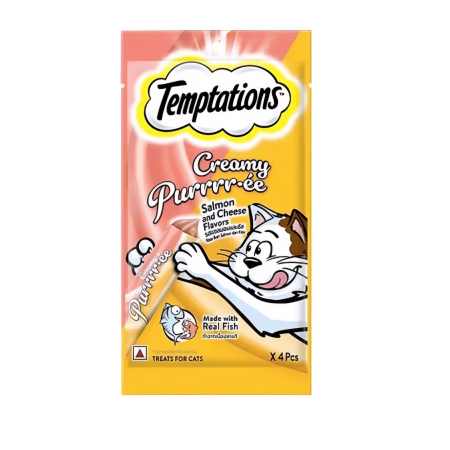 Temptations Creamy Puree Treats Salmon Cheese 48g (3 packs)