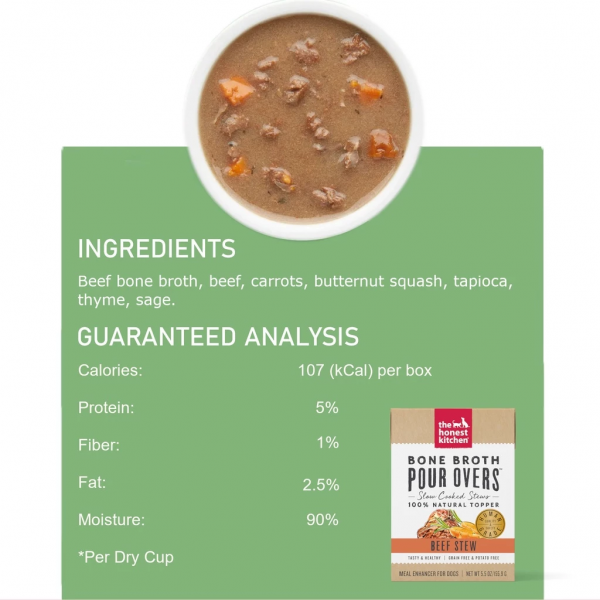 The Honest Kitchen Dog Broth Pour Over Bone Beef Stew 5.5oz