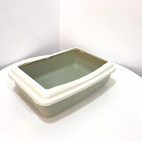 Topsy Cat Litter Pan Square Sage Green & White